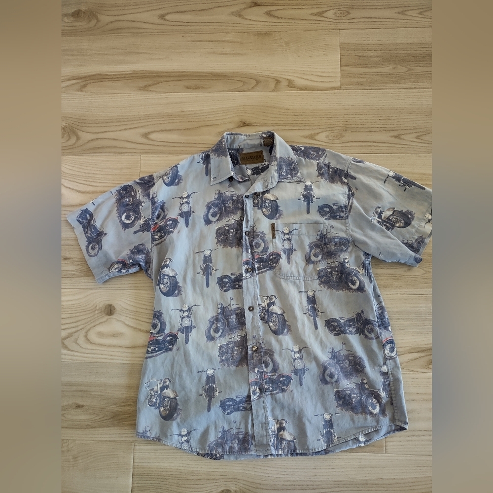 Magellan Motorcycle Shirt Men's Large Short Sleeve Button Down Cotton
